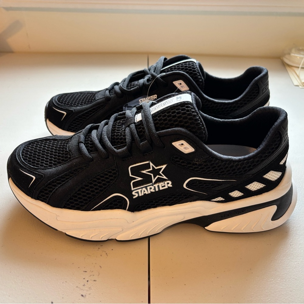 STARTER Black and White Mesh Athletic Sneakers